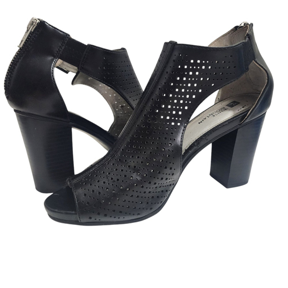 White Mountain Shoes - White Mountain 8M Womens Black Block Strappy Heels Pre-owned